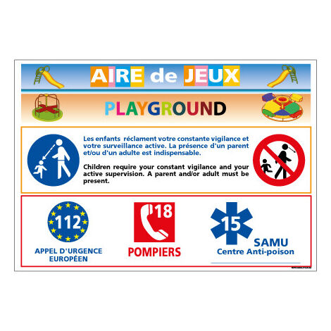 PANNEAU AIRE DE JEUX PLAYGROUND (H0202) - Plastique PVC 1,5 mm - 420 x 300 mm