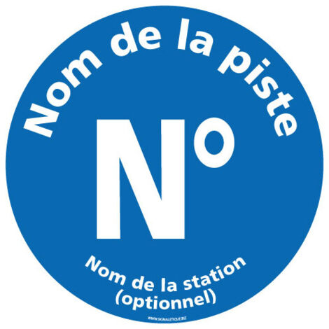PANNEAU REGLEMENTAIRE PISTES DE SKI BLEU PERSONNALISABLE (H0350-PERSO) - Aluminium 2 mm - Diamètre 450 mm