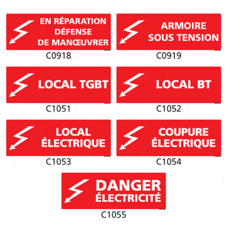 Panneau et Pictogramme de Signalisation danger électrique - C1053 - 350 x 125 mm