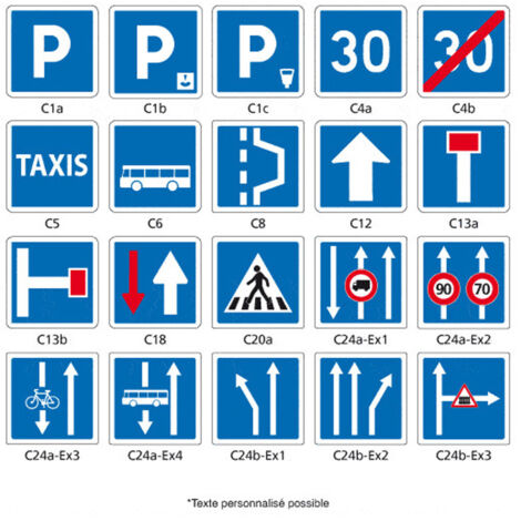 PANNEAUX ROUTIER - SIGNAUX D'INDICATION - TYPE C - C20A - 350 x 350 mm