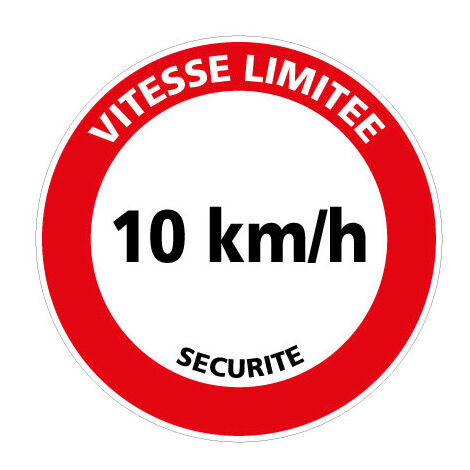 Panneau de signalisation VITESSE LIMITEE 10 KM/H (H0228) - Adhésif - Diamètre 250 mm