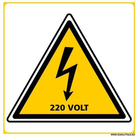 PANNEAU DANGER ELECTRIQUE 220VOLT (C1391) - Adhésif - 250 x 250 mm