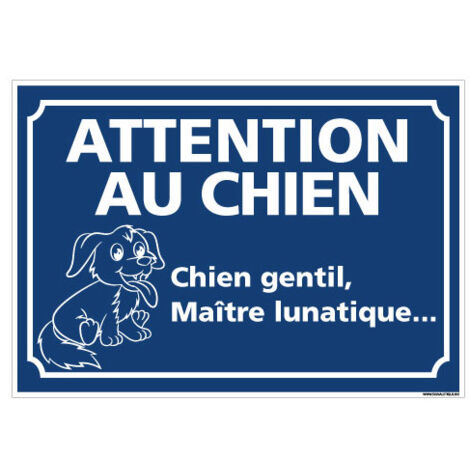 Plaque Cocker Panneau humour chien lunatique le maître est pire main image 0