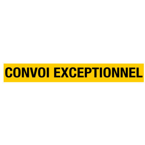 Signaletique.Biz France – Panneau de signalisation convoi exceptionnel W0097 – Fond jaune rétroréfléchissant 1900 x 250 mm – Inscription noire 'CONVOI EXCEPTIONNEL'