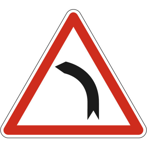 Panneau de signalisation danger virage à gauche - Triangulaire ISO 7010 - Gamme Ecolign - Classe 1 - 700mm