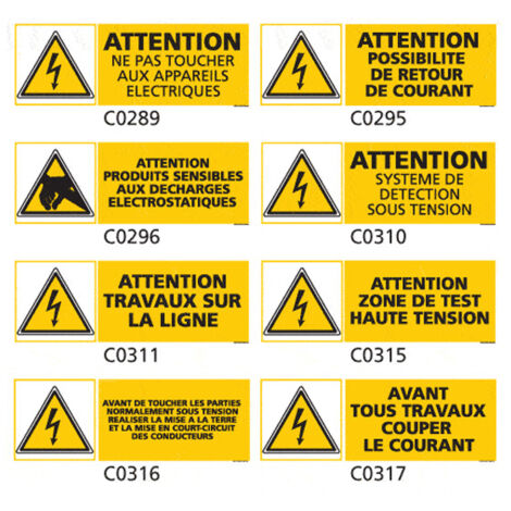 Panneau et Pictogrammes Signalisation danger électrique - C0295 - 980 x ...