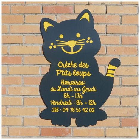 Panneau crèche CHAT (WCHAT). Panneau gris foncé . Lettrage blanc . - Panneau gris foncé - Lettrage blanc (1/4)