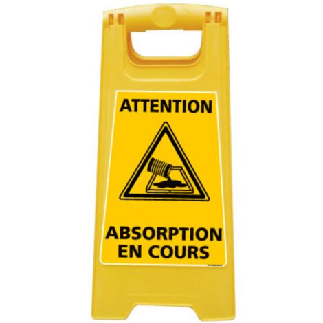 Chevalet de signalisation, attention avertissement absorption en cours - Chevalet jaune (1/5)