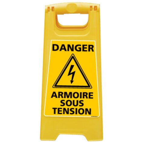Chevalet de signalisation, attention danger armoires sous tension - Chevalet jaune (1/5)