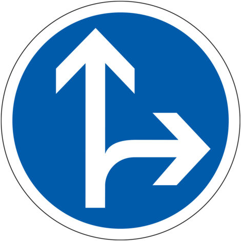 Panneau Obligation B21d1 - Directions obligatoires à la prochaine intersection tout droit ou à droite - Gamme ECOLIGN - Classe 1 650 mm
