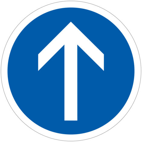 Panneau Obligation B21b - Direction obligatoire à la prochaine intersection tout droit - Gamme ECOLIGN - Classe 1 650 mm