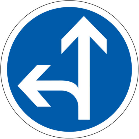 Panneau Obligation B21d2 - Directions obligatoires à la prochaine intersection tout droit ou à gauche - Gamme ECOLIGN - Classe 1 650 mm