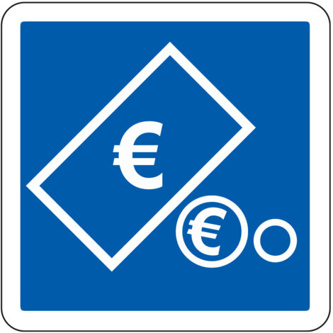 Panneau Indication C64c2 – Paiement automatique billets et/ou pièces – Carré Classe 1 500 mm – Gamme BRETAGNE (1/5)
