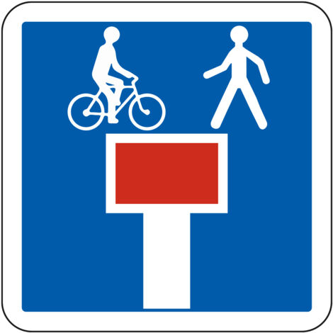 Panneau Indication C13d – Impasse accessible aux piétons et cyclistes – Carré Classe 1 500 mm – Gamme BRETAGNE (1/5)