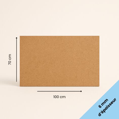 Plaque MDF brute 70x100 cm (700x1000 mm) - Épaisseur 6 mm - Découpe bois rectangulaire pour bricolage, déco, maquette, DIY