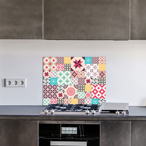 Crédence cuisine en aluminium - Pose autocollante CrazyColor e 90 x 70 Multicolor (1/4)
