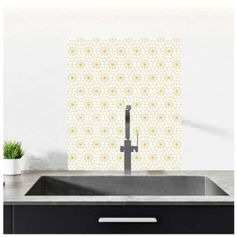 Crédence cuisine adhésive autocollante SPIDER MOUTARDE - 60 x 70 cm (1/3)