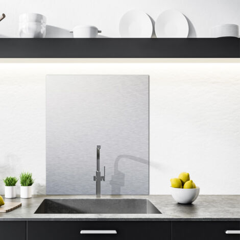 Signaletique.Biz France – Crédence de cuisine en aluminium – Pose autocollante brossé gris – 60 x 70 cm – Protection murale moderne