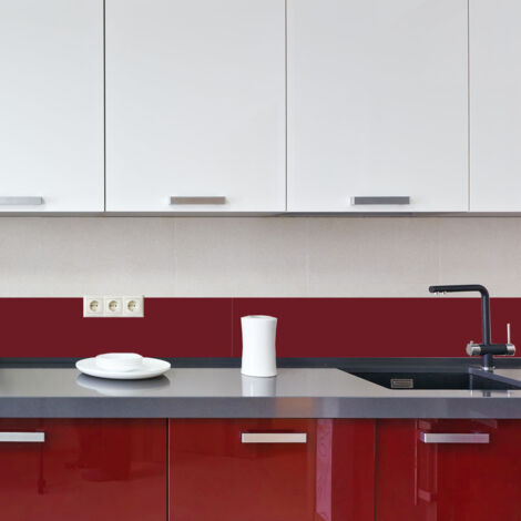 Crédence de cuisine en aluminium rouge bordeaux – Pose autocollante – Dimensions 100 x 20 cm – Protection murale moderne – Adzif.Biz Le Sticker De Decoration (1/4)