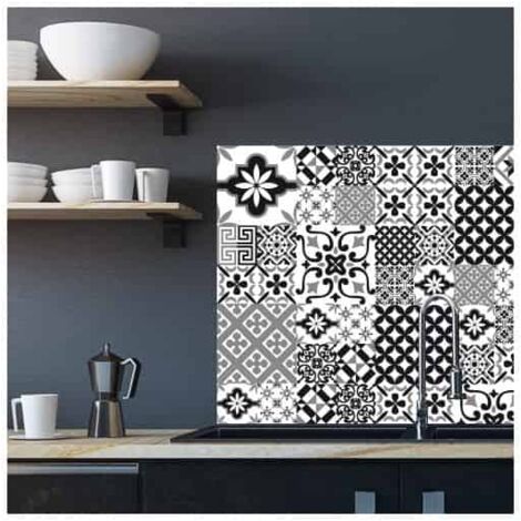 Crédence cuisine adhésive autocollante GREYBLACK - 90 x 70 cm – Idéal fond de hotte (1/3)