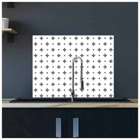 Crédence cuisine adhésive autocollante CROSSBLACK - 90 x 70 cm – Idéal fond de hotte (1/3)