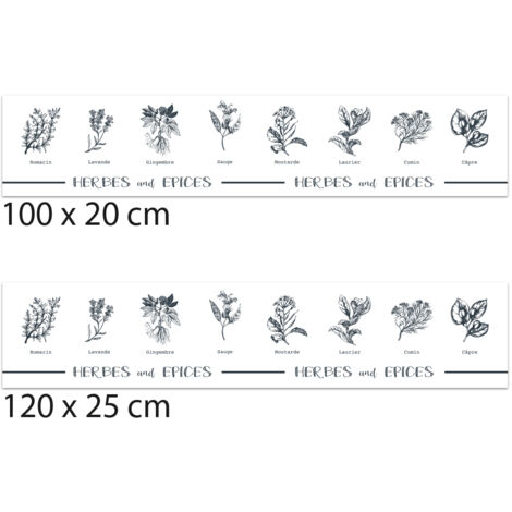 Crédence cuisine adhésive autocollante HERBES EPICES - 100 x 20 cm (1/4)