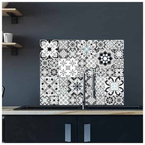 Crédence cuisine adhésive autocollante GREYBLUE - 90 x 70 cm – Idéal fond de hotte (1/3)