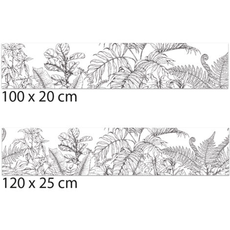 Signaletique.Biz France – Crédence de cuisine adhésive autocollante feuillages noir et blanc – 100 x 20 cm – Facile à poser – Protection murale décorative (1/4)