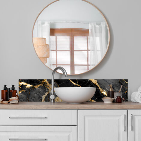 Crédence cuisine adhésive autocollante Adhésif imitation marbre noir - 100 x 20 cm (1/4)