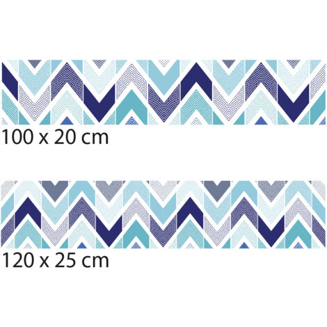 Crédence cuisine adhésive autocollante CHEVRON BLEU - 120 x 25 cm (1/4)