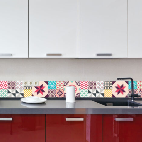 Crédence cuisine en aluminium - Pose autocollante CrazyColor Multicolor - 100 x 20 cm (1/4)