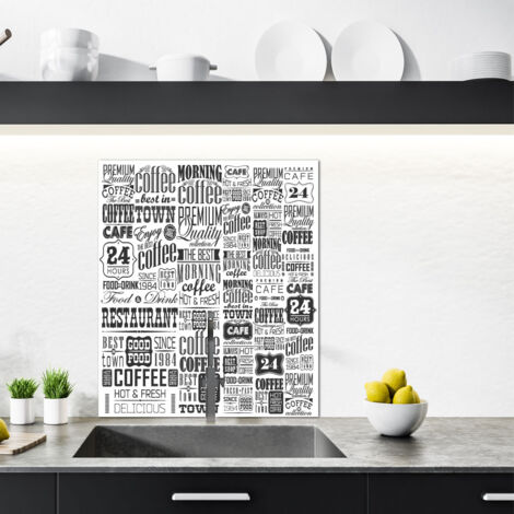 Crédence cuisine en aluminium - Pose autocollante Coffee Café e 60 x 70 Noir et blanc (1/4)
