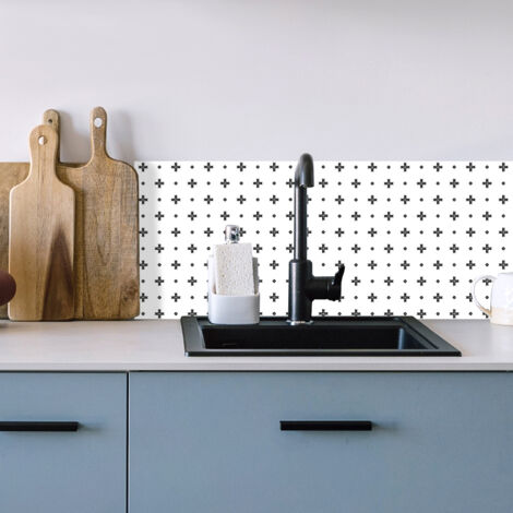 Crédence cuisine adhésive autocollante CROSSBLACK - 120 x 50 cm (1/4)