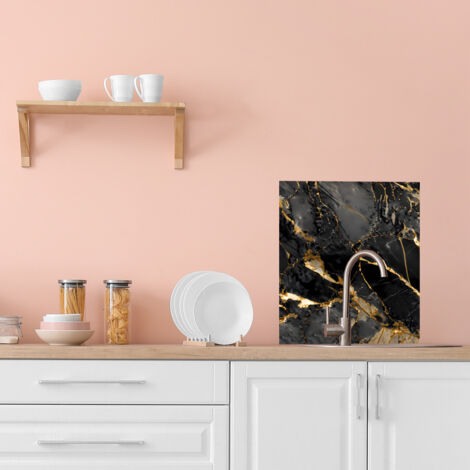 Crédence cuisine adhésive autocollante Adhésif imitation marbre noir - 60 x 70 cm – Idéal fond de hotte (1/4)