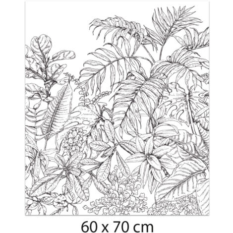 Crédence cuisine adhésive autocollante feuillages s Noir et blanc - 60 x 70 cm – Idéal fond de hotte (1/4)