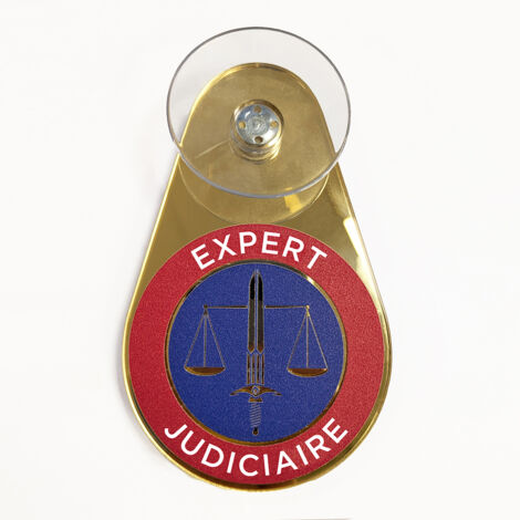 Macaron voiture Expert judiciaire – Macaron doré Expert judiciaire avec ventouse - Macaron expert judiciaire pour pare-brise