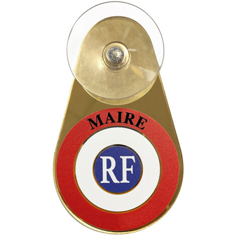 Macaron voiture voiture officiel « Élus » personnalisé – Cocarde drapeau français de pare-brise avec ventouse - Insigne républicain sur verre acrylique doré