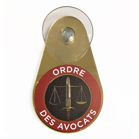 Signaletique.Biz France – Macaron voiture avocat doré avec ventouse – Verre acrylique miroir – Installation facile sans perçage – Pour pare-brise