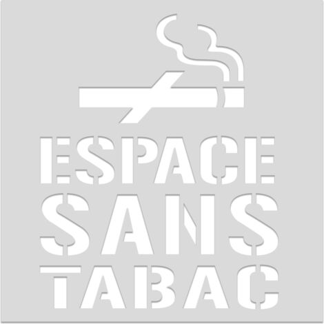 Pochoir de marquage au sol "Espace sans tabac" – Format 1200x1200 – PVC 5 mm – Décret 2025-582 – avec bombe de peinture blanche – usage extérieur