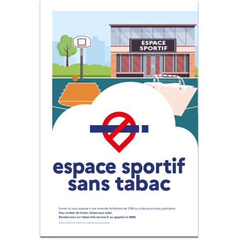Panneau "Espace sportif sans tabac" – Décret 2025-582 – ADHÉSIF – Format 15x21 cm – Signalétique obligatoire