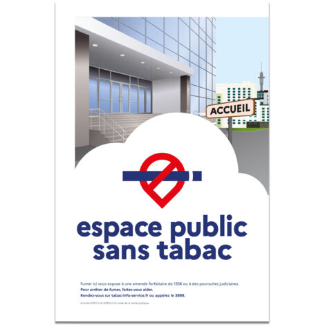 Panneau "Espace public sans tabac" – Décret 2025-582 – ALUMINIUM – Format 30x40 cm – Signalétique obligatoire