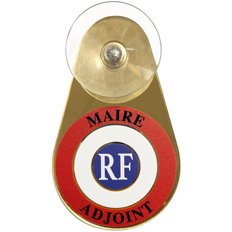Macaron voiture Maire Adjoint – Macaron doré Maire Adjoint avec ventouse - Macaron Maire Adjoint pour pare-brise