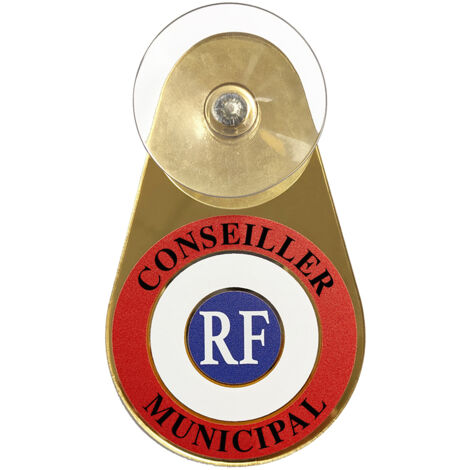 Macaron voiture Conseiller Municipal – Macaron doré Conseiller Municipal Adjoint avec ventouse - Macaron Conseiller Municipal pour pare-brise