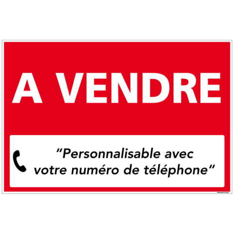 Panneau immobilier A VENDRE personnalisable rouge – Akilux 3,5 mm avec œillets – Numéro de téléphone