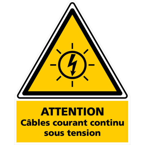 Étiquette Photovoltaïque Câbles Courant Continu sous Tension – Norme UTE C15-712 – 40x50 mm – Fabriquée en France - Lot de 25