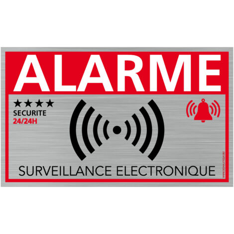 Lot de 8 Autocollants Alarme Maison 80x60 mm – Surveillance Électronique – Stickers Sécurité Effet Aluminium