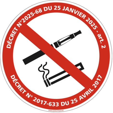 Panneau Adhsif Interdiction de Fumer et de Vapoter  Conforme Dcret 2025   Signaltique Obligatoire