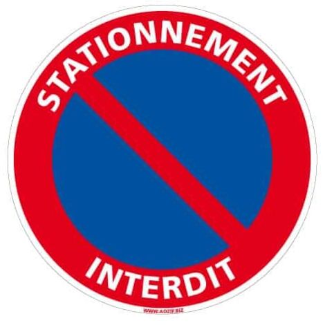 Panneau Stationnement Interdit – Signalisation Obligatoire – PVC 1,5 mm – Ø 250 mm – Conforme Arrêté 24/11/1967