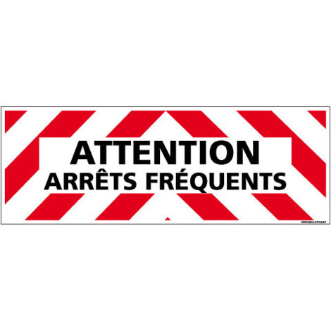Plaque véhicule magnétique – Attention arrêts fréquents – 500 x 150 mm
