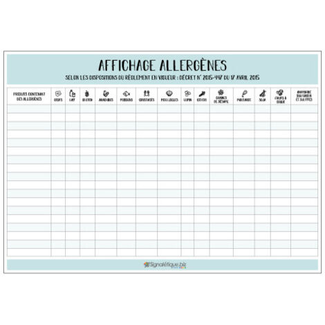 Panneau Affichage Obligatoire des Allergènes – Signalisation Restauration – 210 x 300 mm – Adhésif